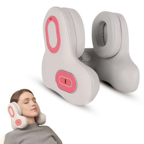Adjustable Travel Neck Pillow with Bluetooth Headset and Heating Function, Noise ing Music Pillow for Airplane Home Work Use, 1500mAh Long Battery Life