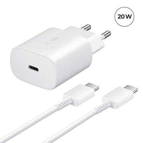 Charger - Yuan Yuan - For Samsung Galaxy M31 SM-M315F - 20W Fast Charging - USB-C Port - 1m White USB-C Cable