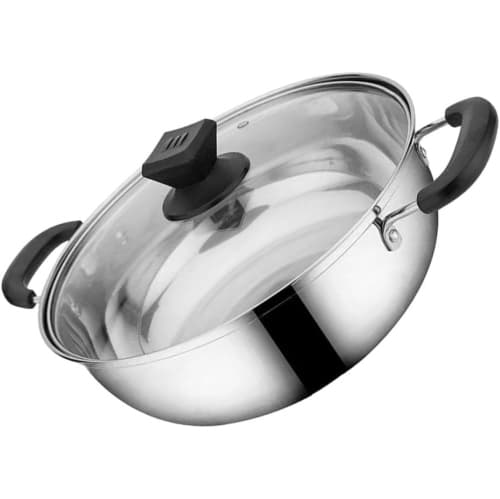 SLOWMOOSE Stainless Steel Double-Handle Hot Pot 28cm, Compatible with Induction Cookers for Soup and Stew Preparation