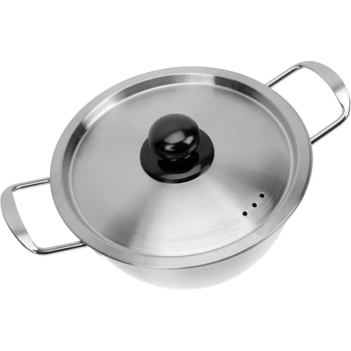 SLOWMOOSE Stainless Steel Ramen Noodle Pot 16cm Double Handle Korean Style Cooking Pot with Lid for Induction and Open Flame Use