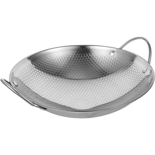 SLOWMOOSE 9-Inch Non-Stick Stainless Steel Mini Dry Pot with Double Ears - Household Seafood Cooking Pan, Portable Outdoor Saucepan, Bright Surface