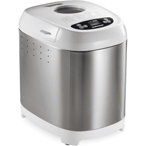 Open Box Hamilton Beach Digital Bread Maker with 14 Programs, 1-2 lb Loaf Capacity, 3 Crust Settings & Delay Timer - WhiteStainless Steel