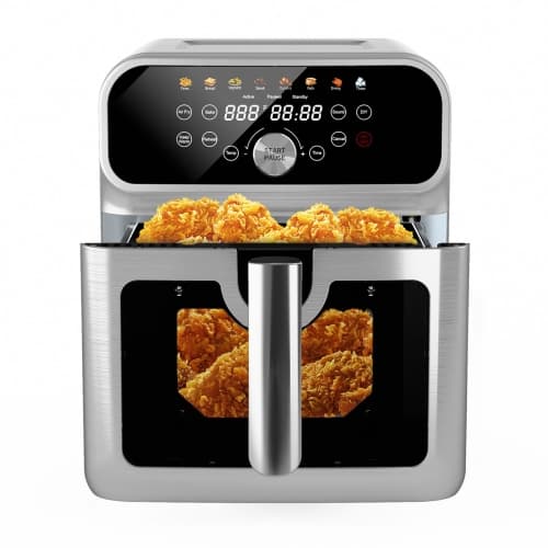 WHALL 6QT Smart Air Fryer Oven, 17-in-1 One-Touch Functions Air fryers with Digital Touchscreen, Rapid Preheat, Nonstick Basket, Dishwasher Safe, Silver