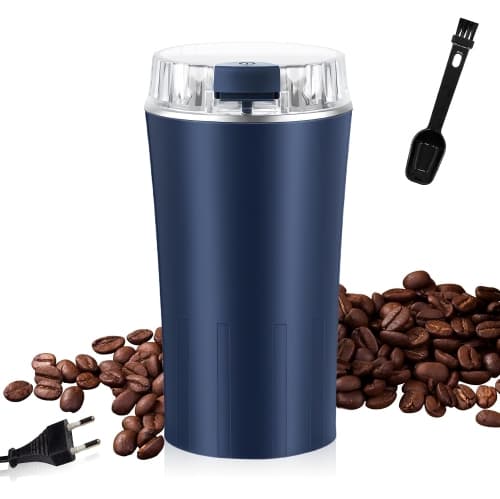 Electric Coffee Grinder Stainless Steel Blade Spice Grinder Bean Nut Grinder Kitchen Blue 1 Piece