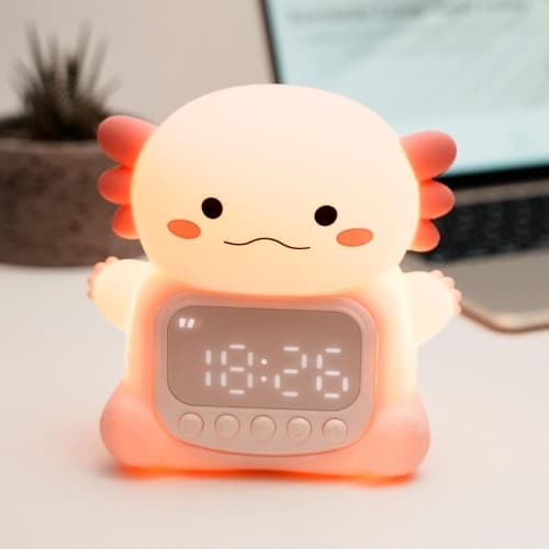 Kids Alarm Clock Elephant Design LED Night Light Digital Display 3 Alarms Date Function Baby Room Decor Light Blue 1 Piece
