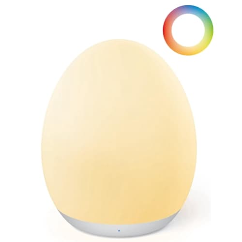 Night Light for Kids, Egg Light for Nursery with 7 RGB Colors Changeable & Stepless Dimming, Rechargeable Tap Light with Timer & Touch Control, Portable Night Light for Babies