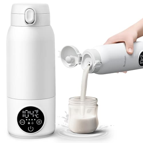Portable Bottle Warmer, Rechargeable Electric Fast Heating Milk Warmer (500ml) with LED Indicator for Breast Milk and Water for Car, Camping and Travel