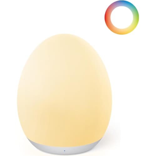 Kids Night Light Baby Night Light Eight Color Modes Dimming Rechargeable Egg Shaped Lamp One Hour Timer Touch Control White