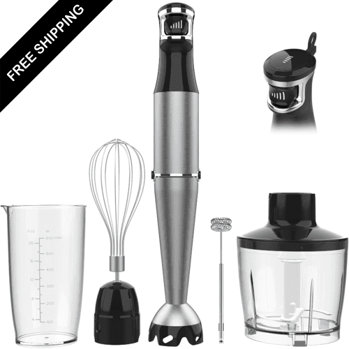 Blender Handheld Corded Hand Blenders Set 1100W, Trigger Variable Speed 5 in 1 Stick Emulsifier with Chopper, Whisk and Frother for Soup, Baby Food and Smoothies