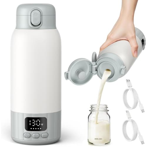 Portable Bottle Warmer for Travel,Fast Heating Milk Warmer On The Go,17 OZ Water Warmer for Breast Milk Formula Water,Temp Control Bottle Warmer for Outdoor Airplane Car Journey