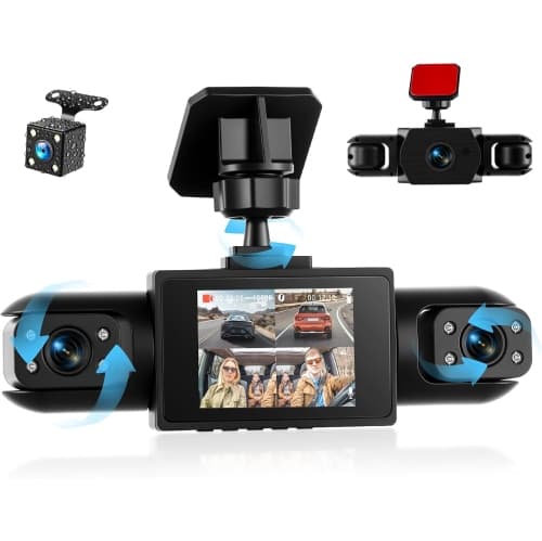 360° 4 Channel 1080P Dash Cam Front and Rear Inside Left Right,2'' IPS Dash for Cars with Loop Recording & G-Sensor,24/7 Recording Parking,Motion Detection,Night Vision(No WiFi)
