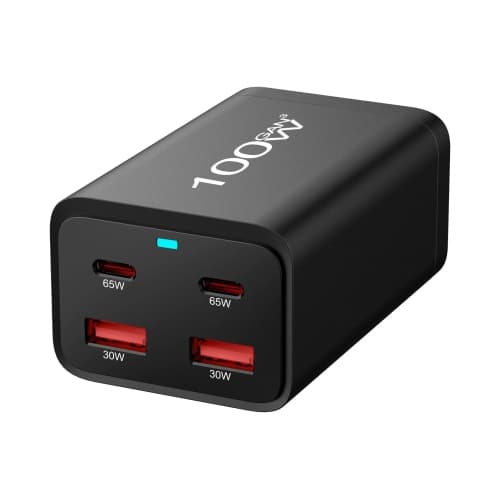 100W GaN Charger USB-C USB-A Fast Wall Charger with Smart LED Display - PD 3.0 for Laptop Phone Tablet