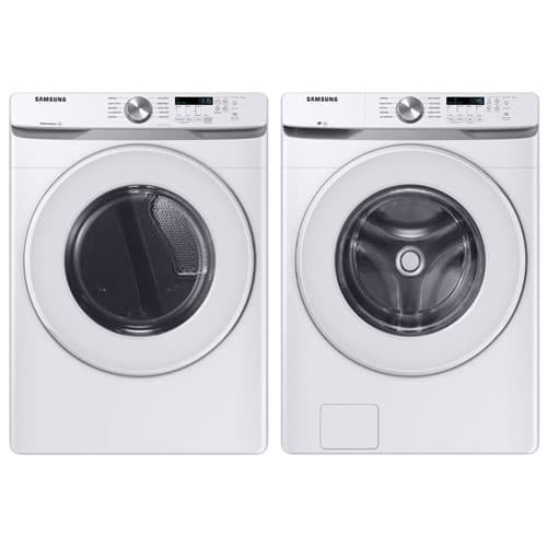 Samsung 5.2 Cu. Ft. HE Self Clean Front Load Washer & 7.5 Cu. Ft. Sensor Dry Electric Dryer Energy Star - White