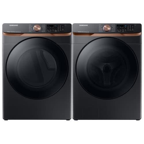 Samsung 5.8 Cu.Ft. Large Capacity FL Steam Washer & 7.5 Cu. Ft. Electric Steam Sanitize Dryer - Energy Star- Black SS