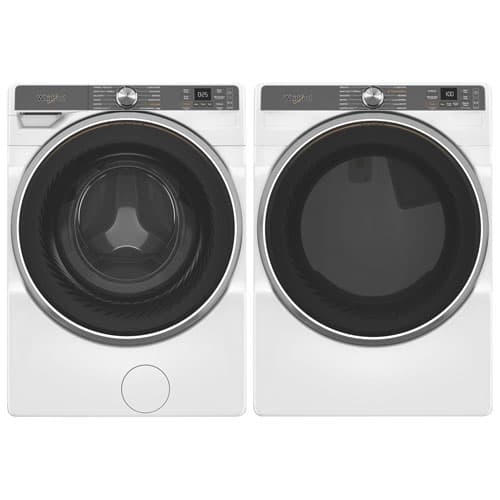 Whirlpool 5.0 Cu. Ft. Front Load Steam Washer & 7.4 Cu. Ft. Electric Steam Dryer - White