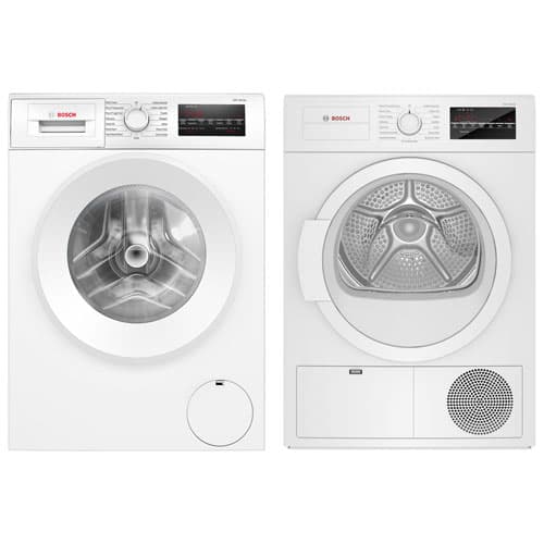 Bosch 300 Series 2.2 Cu. Ft. HE Compact Front Load Washer & 4.0 Cu. Ft. Electric Condenser Dryer - White