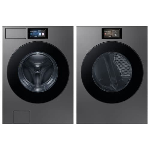 Samsung Bespoke 6.1 Cu Ft He AI Front Load Steam Washer & 7.6 Cu Ft Electric Steam Opti Dry -Energy Star -Dark Steel
