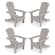 Costway Folding Adirondack Chair Set of 4 with High Backrest & Wide Armrests Wooden Grey