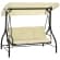 Outsunny 3 Seater Patio Swing Chair, 2-in-1 Convertible Cushioned Porch Swing Bed, Outdoor Swing with Canopy, Beige