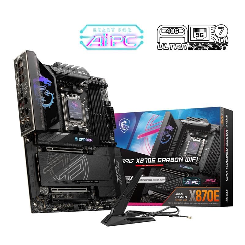 MSI MPG X870E CARBON WIFI, AMD X870E ATX AM5 Motherboard(Open Box)