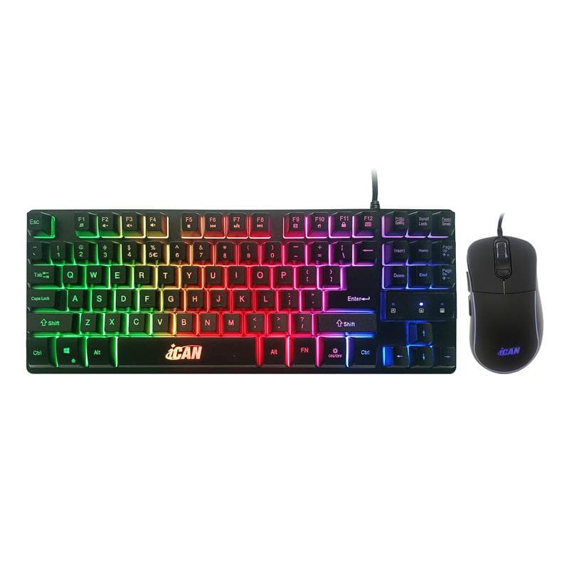 iCAN CGK-050 Wired Rainbow Gaming Keyboard and Mouse Combo(Open Box)