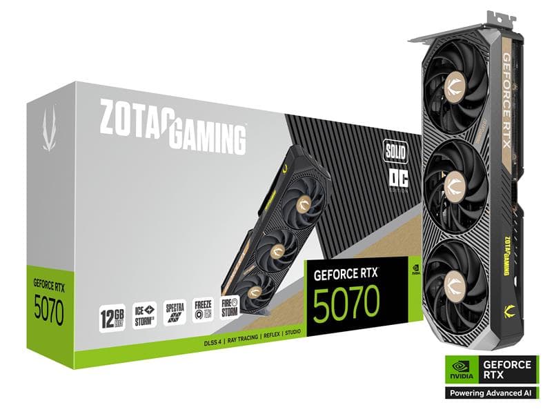 ZOTAC GAMING GeForce RTX 5070 SOLID OC 12GB GDDR7(Open Box)