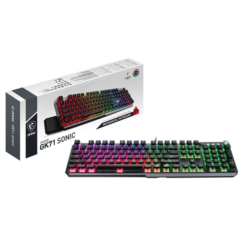 MSI VIGOR GK71 SONIC RED Gaming Keyboard, MSI Sonic Red Switches, MSI Clear Caps, Volume Control, Wrist Rest, MSI Mystic Lig...