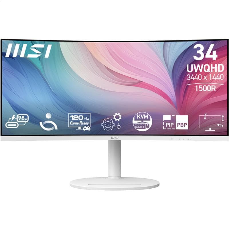 MSI Modern MD342CQPW 34" UWQHD Curved VA 120Hz 1ms White Monitor(Open Box)