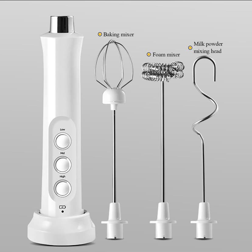 EGNMCR Hand Mixer Mixer Grinder USB Charging Of 3-Speed Immersion Multi-Function Stainless Steel Bubbler Disc rack