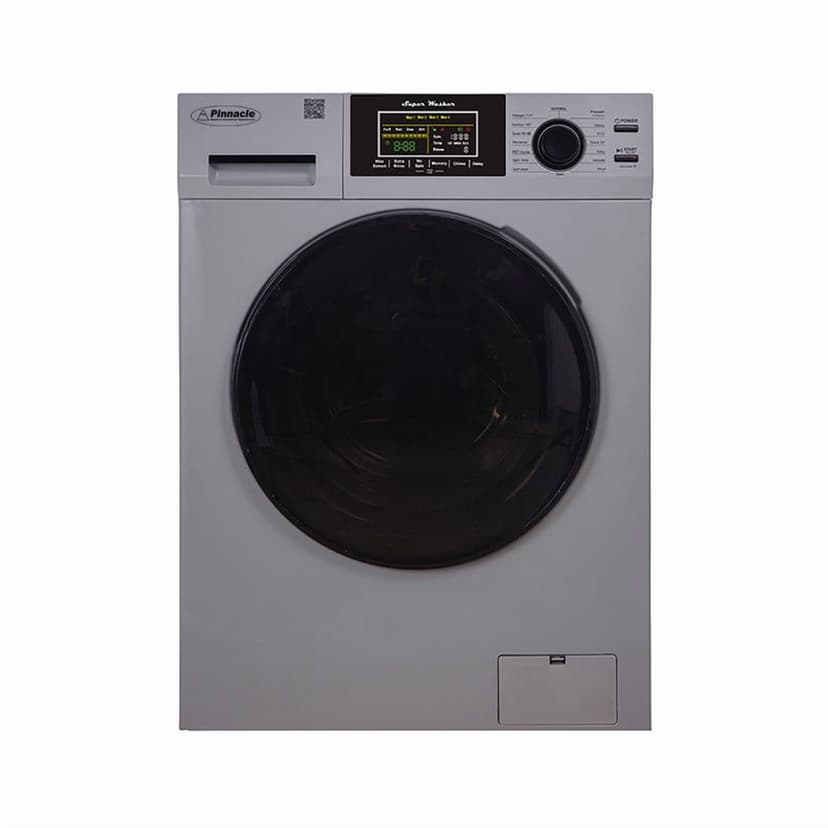 Pinnacle Appliances Clothes Washer 22-826 L SILVER Super Washer; Front Load; Silver; 15 Pounds Maximum Load Capacity; 12 Wash Cycle; 15 Amp/110 Volt; Freestanding Mount; Color Code LED Display