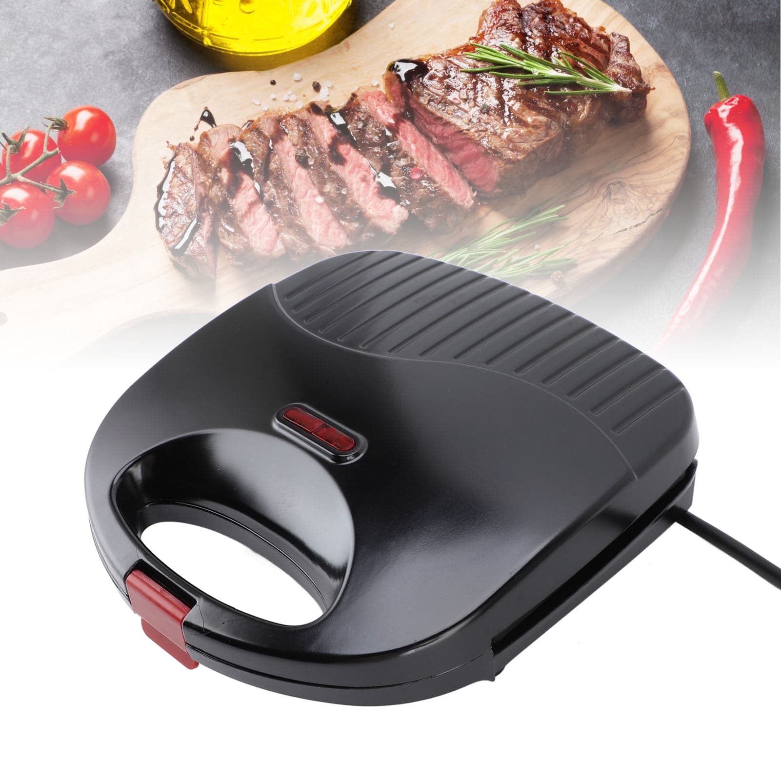 750W Electric Panini Press,Double Sided Nonstick Plate Breakfast Maker with Thick Handle for Homemade Restaurants, Snack Bars, and Cafes