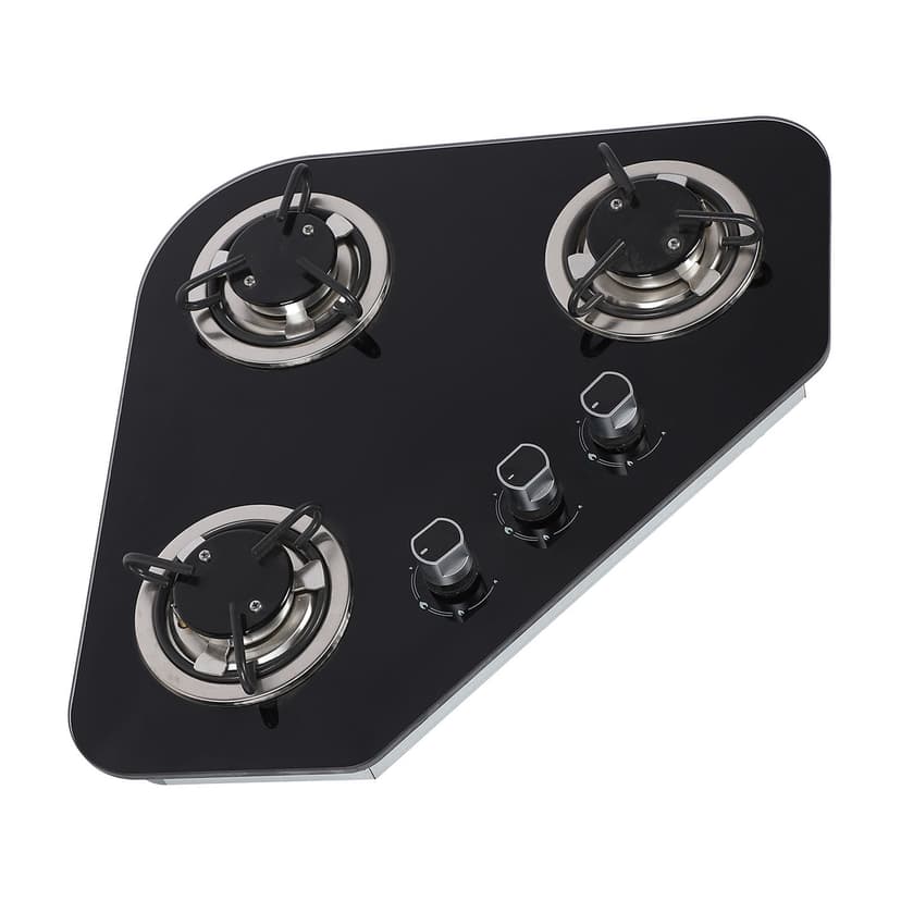Gas Stove Top, 1.8Kw Tempered Glass Gas Hob Multi Stage Firepower 3 Burner for Caravan for RV