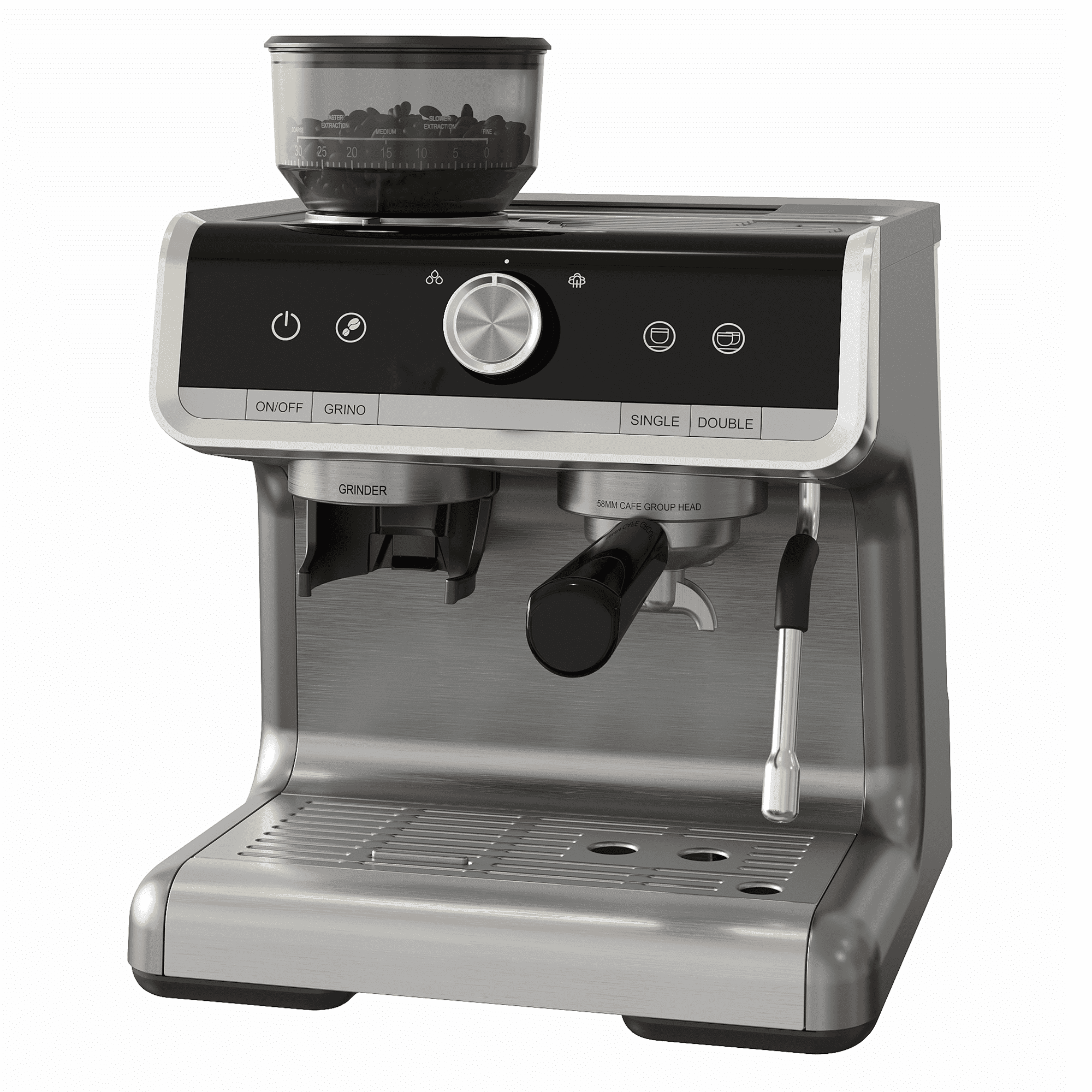 Espresso Machine with Grinder and Milk Frother, 20 Bar 3-in-1 Coffee Maker, 95oz Water Tank, Built-in Burr Grinder & Steam Wand for Cappuccino, Latte