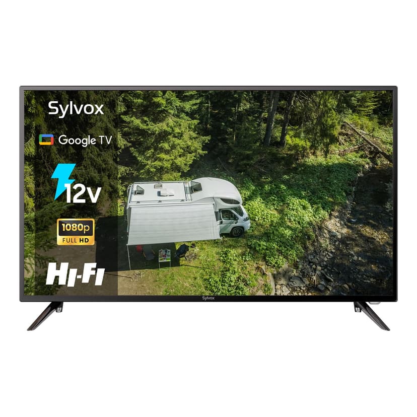 SYLVOX Smart 12Volt TV, 40inch Google TV Support Download Apps with Google Assistant, 1080P Full HD DC/AC Powered Television for RV Camper