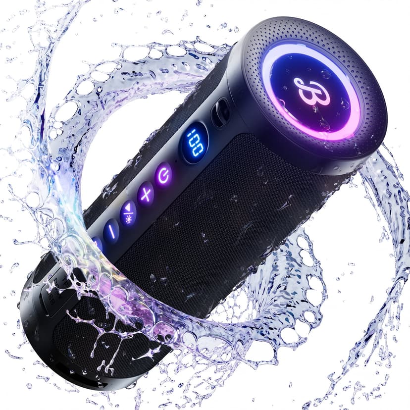 VEAT00L Bluetooth Speaker, Wireless Portable Bluetooth Speaker with IPX7 Waterproof, Up to 24H Playtime,20W Powerful Bass,BT 5.4,LED Lights,TWS Pairing for Home/Party/Outdoor/Beach,Birthday Gift