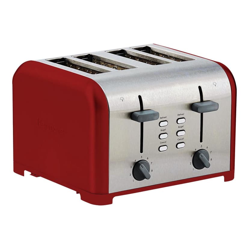 Kenmore 4-Slice Stainless Steel Toaster, Dual Controls, Extra Wide Slots, 9 Browning Levels, for English Muffins & More