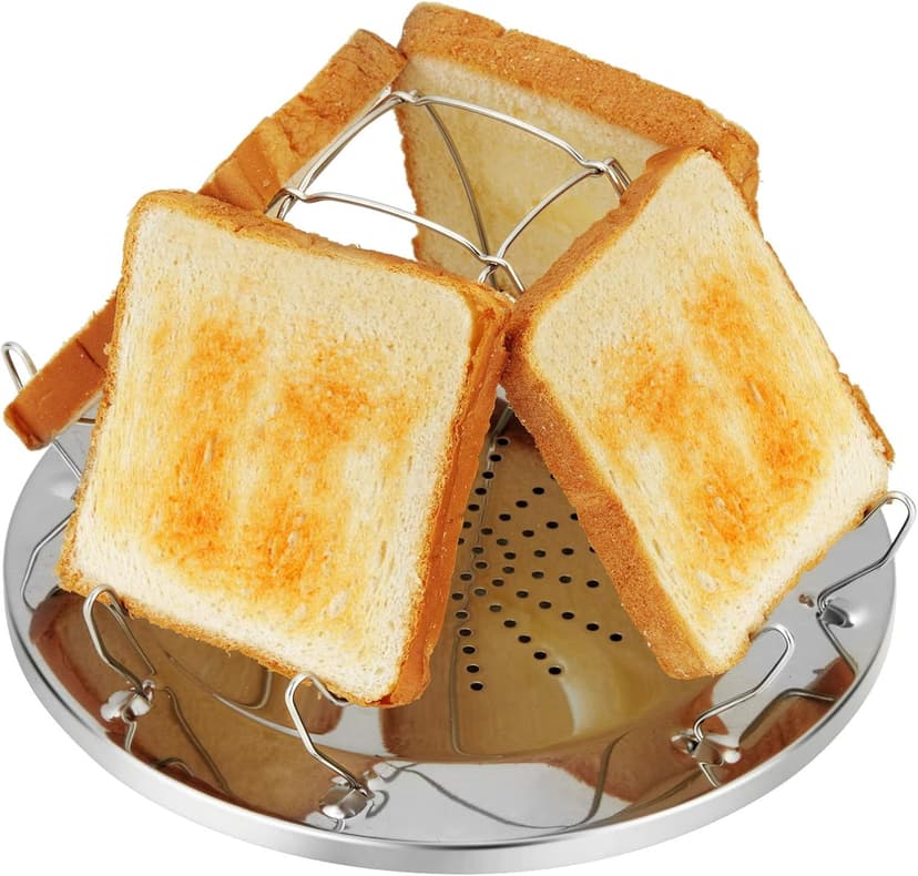 Folding Camp Stove Toaster, Stainless Steel for Wide Applications, Featuring Perforated Tray and Easy Storage
