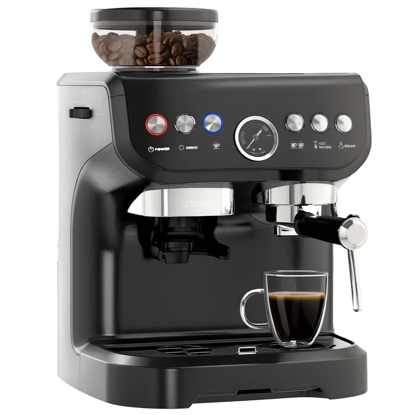 HOMCOM Espresso Machine with Milk Frother, 15 Bar Espresso Maker, Black