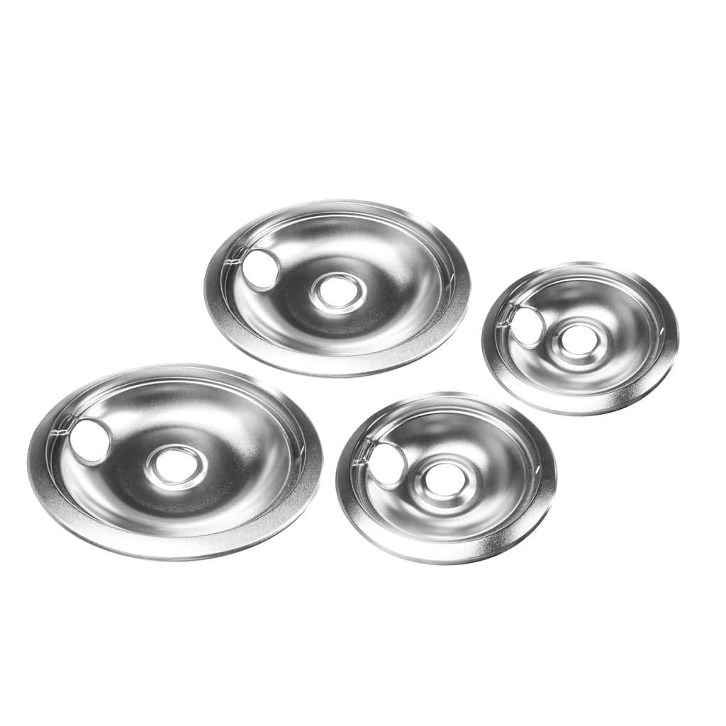 Gas Burner Covers Drip Pans Bowls Set Replacement, 2 Small 6inch 2 Large 8inch - 4Pcs,