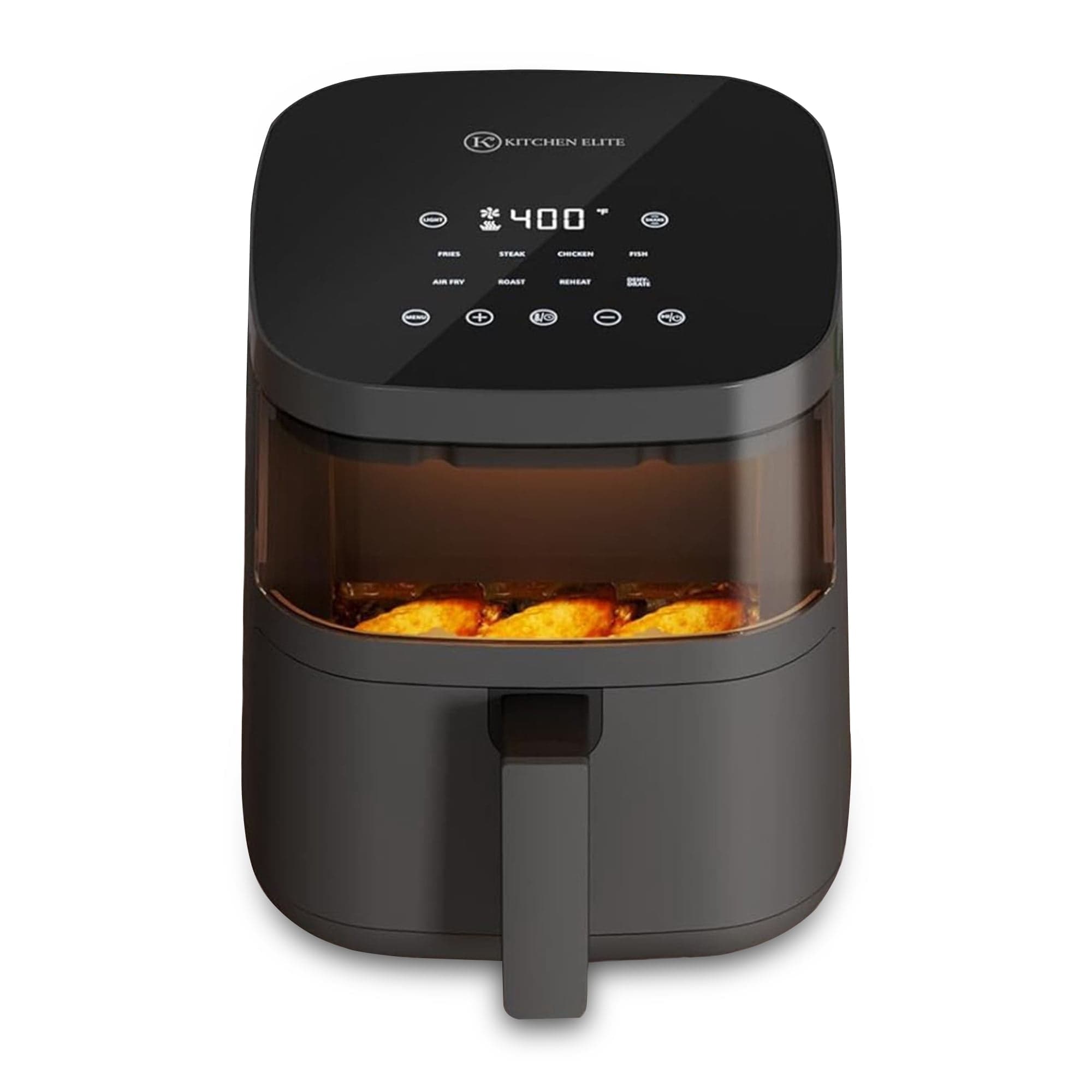 Kitchen Elite 4 Quart Digital Air Fryer Oven, Window, Touchscreen, Compact Cooker, Gray