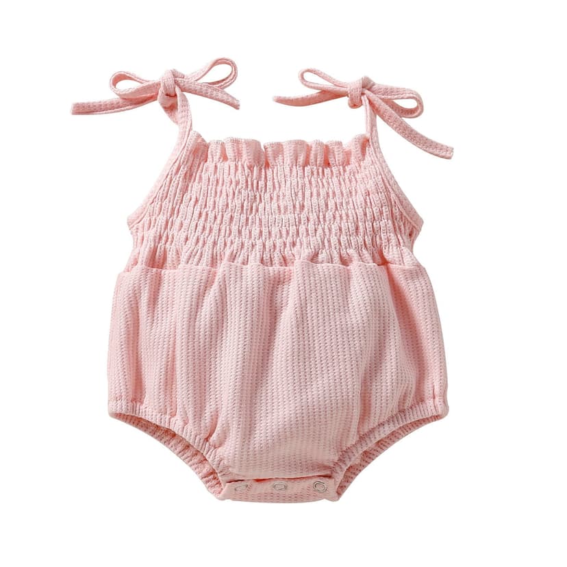 WRKEKC Baby Girl Romper, Baby Boy Jumpsuit, Toddler Baby Boys and Girl Comfortable Solid Color Elastic Sling Romper Fart Clothes