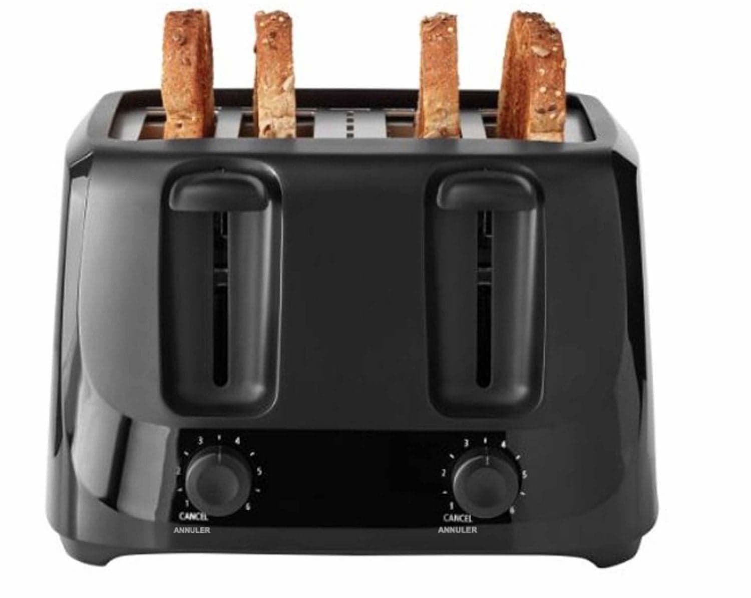 Mainstays 4-Slice Toaster Black with 6 Shade Settings and Removable Crumb Tray