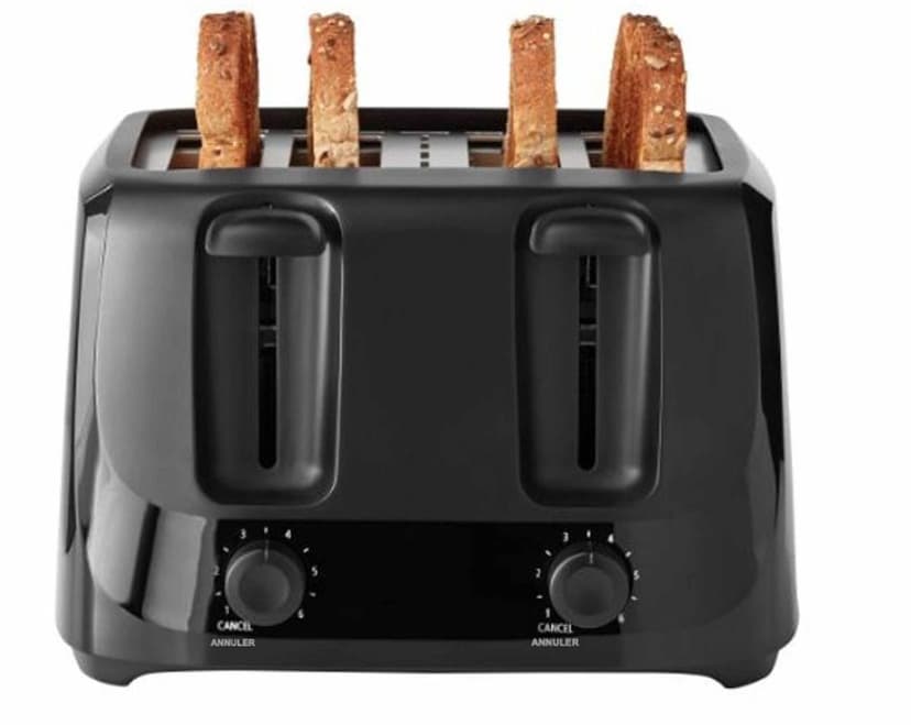 Mainstays 4-Slice Toaster Black with 6 Shade Settings and Removable Crumb Tray
