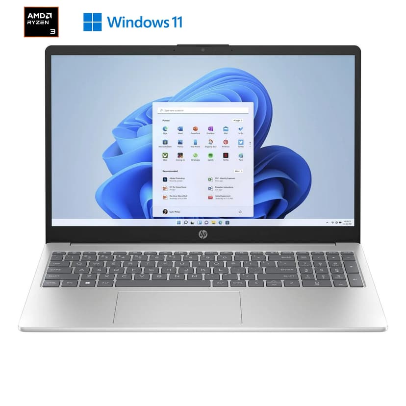 HP 15.6-Inch Laptop PC 15-fc0009ca, AMD Ryzen 3, 8 GB RAM, 1 TB Hard Drive or SSD, Microsoft Windows 11 Home