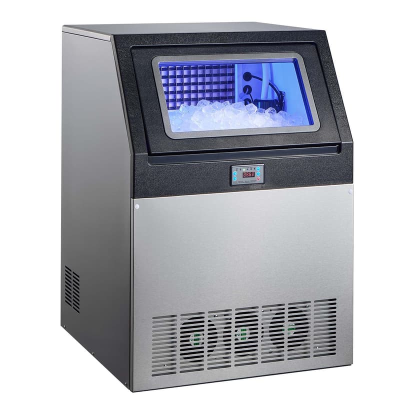 KFFKFF Commercial Ice Maker Machine, 360 lbs/24h with 85 lbs Storage Capacity, Built-in/Freestanding/Under Counter, Stainless Steel Ice Maker with LED Display & Self-Cleaning