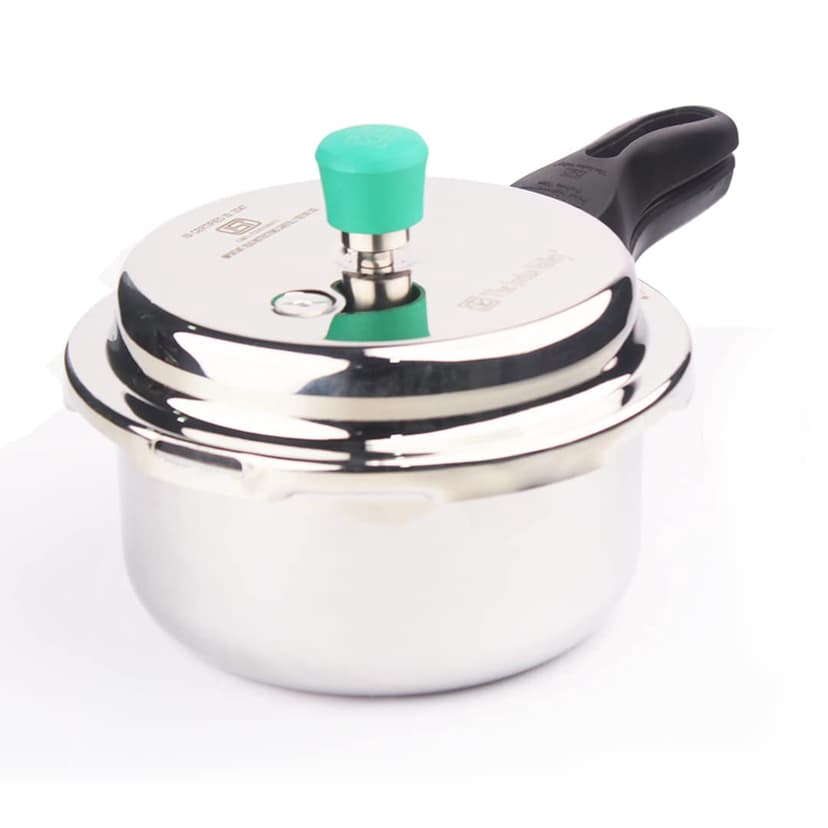 Triply Stainless Steel Pressure Cooker Outer Lid For 1-2 People | Very Small, 2 Liters, 1.5kg | Induction Friendly | Nonstick 3-layer Construction, 5 Years Warranty