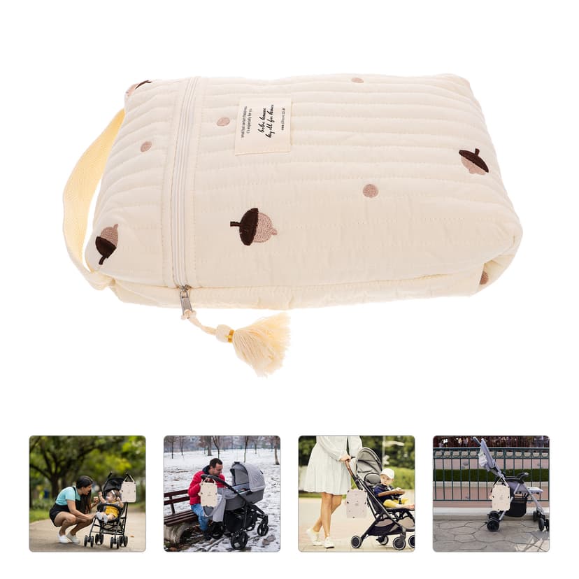BRIGHTFUFU Diaper Bag Essentials Diaper Storage Nylon White 1Pack for Mothers