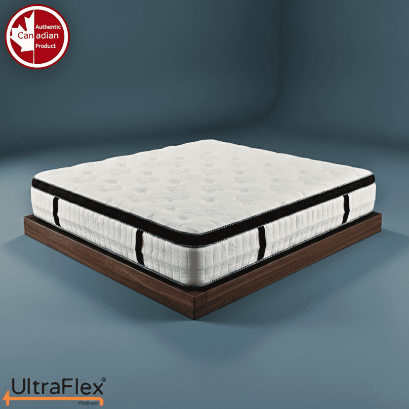 UltraFlex® TruFirm 13" Queen Size Firm Mattress – Canadian-Made Orthopedic Pocket Coil Hybrid with Cooling Gel, Euro-Top & Foam Encasement for All Ages