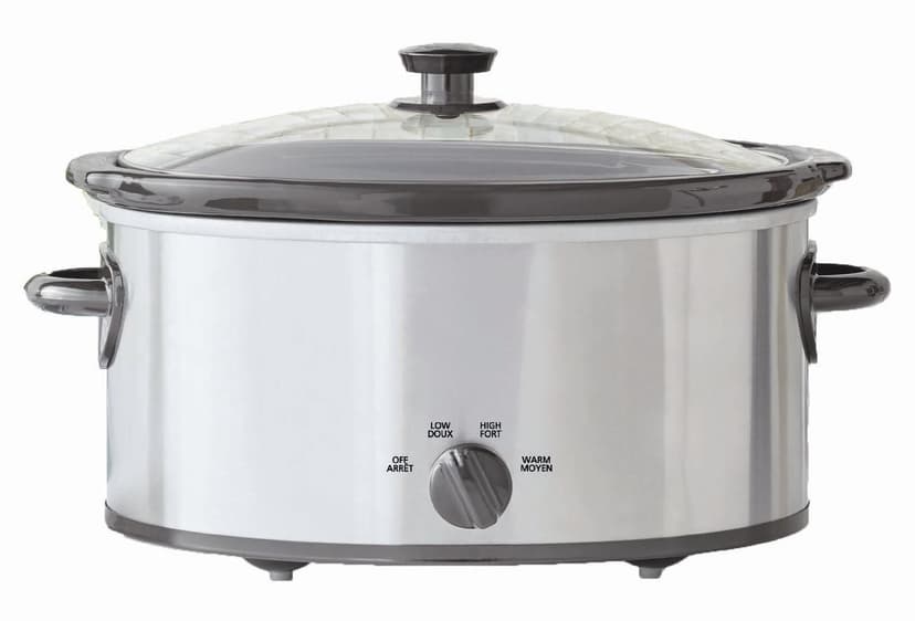 Mainstays 6 Quart Oval Slow Cooker, Stainless Steel Finish, Glass Lid