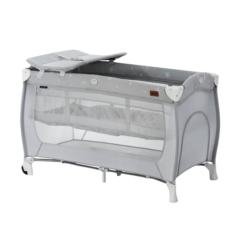 hauck Sleep N Play Center Portable Travel Cot w/Bassinet & Playpen, Stars Grey